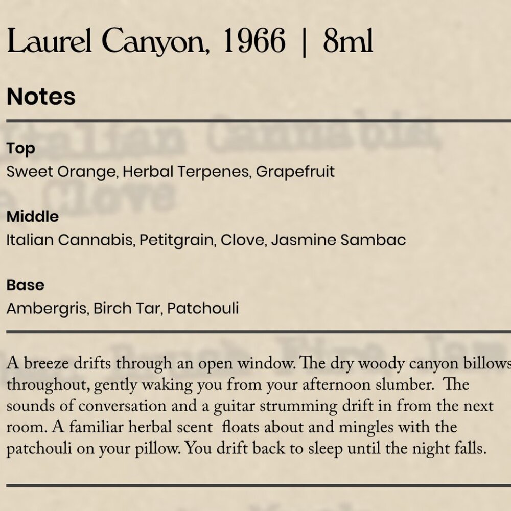 Thin Wild Mercury Perfume Laurel Canyon, 1966 8ml - Picture 4 of 4